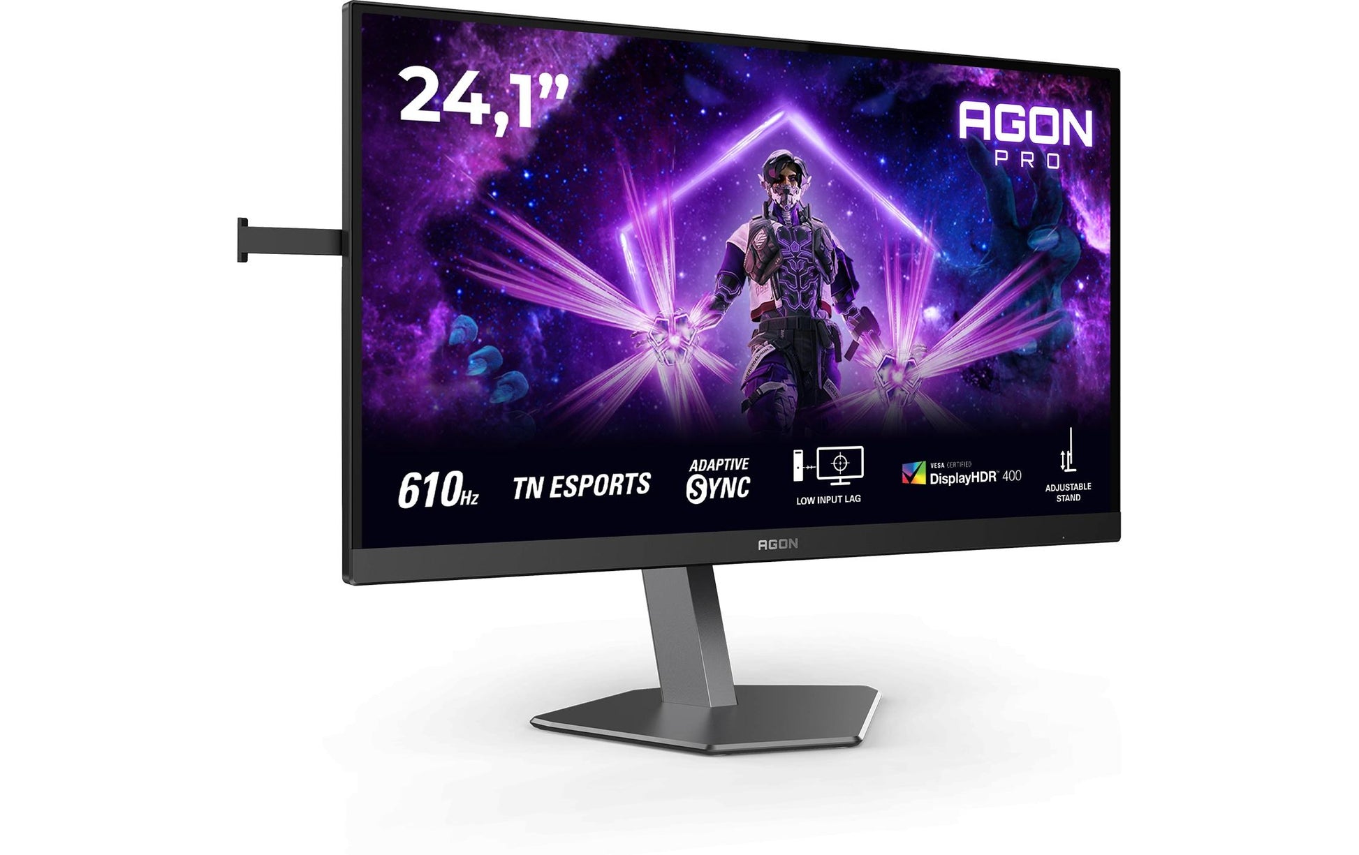 AOC AG246FK6 – Monitor, 24,1", TN, 610 Hz, 500 cd/m², Adaptive Sync, USB-C, USB-Hub, VESA 100 × 100, Schwarz