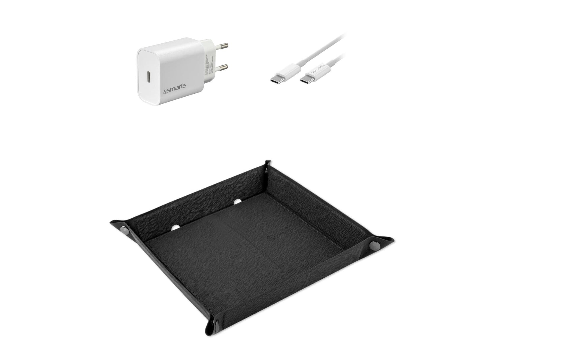 4smarts Smarttray Ladeset – 20 W, 2× USB-C, Qi, faltbar – für Smartphones, Universal