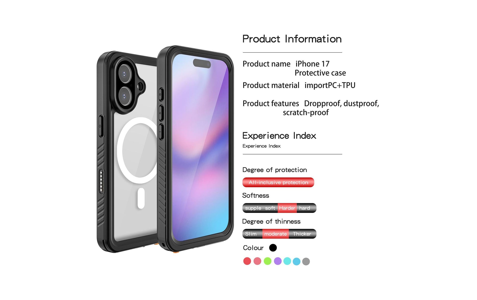 4smarts Backcover – für Apple iPhone 17 – schwarz – PC – MagSafe kompatibel, wasserdicht