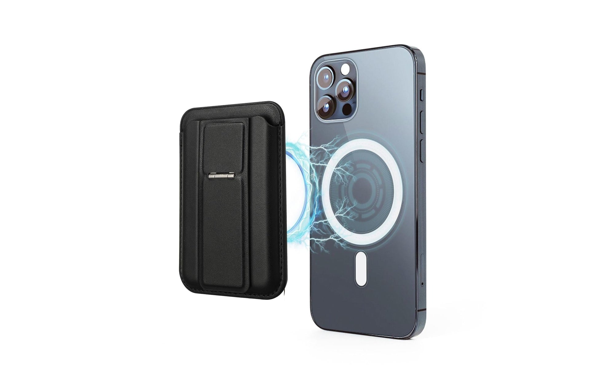 4smarts Magnet Wallet mit Kickstand – Kartenhalter/Wallet – magnetische Befestigung, RFID-Leseschutz – Schwarz