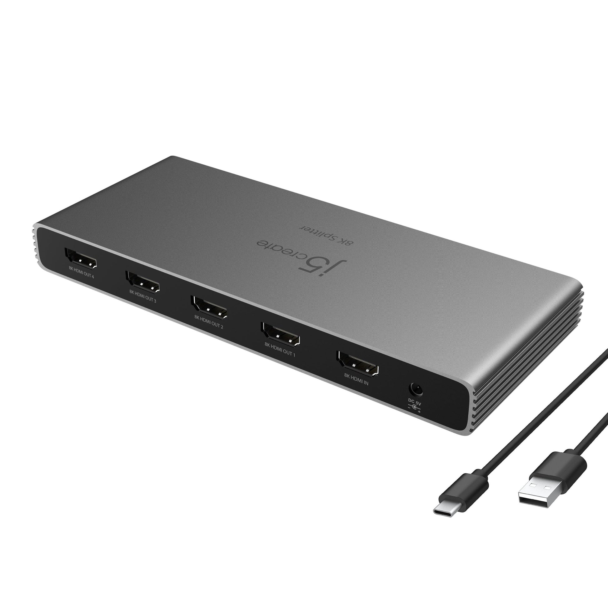 j5create JDSH814 – HDMI Splitter 1×4, HDMI 2.1, 8K@240 Hz, HDR, HDCP 2.3, Grau