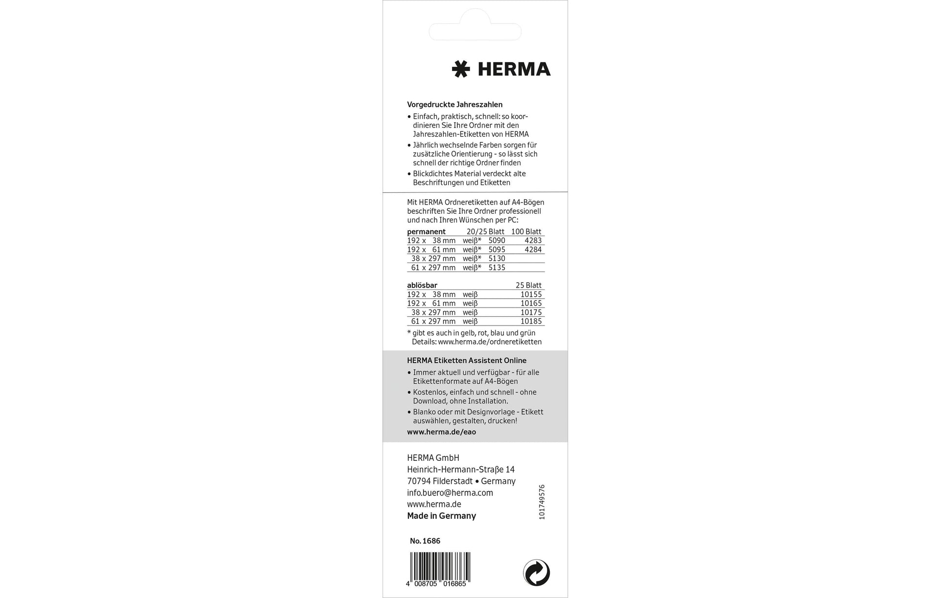 HERMA Schuletiketten – Motiv 2026 – 60 × 26 mm, 100 Stk, 20 Bogen, Papier, permanent haftend