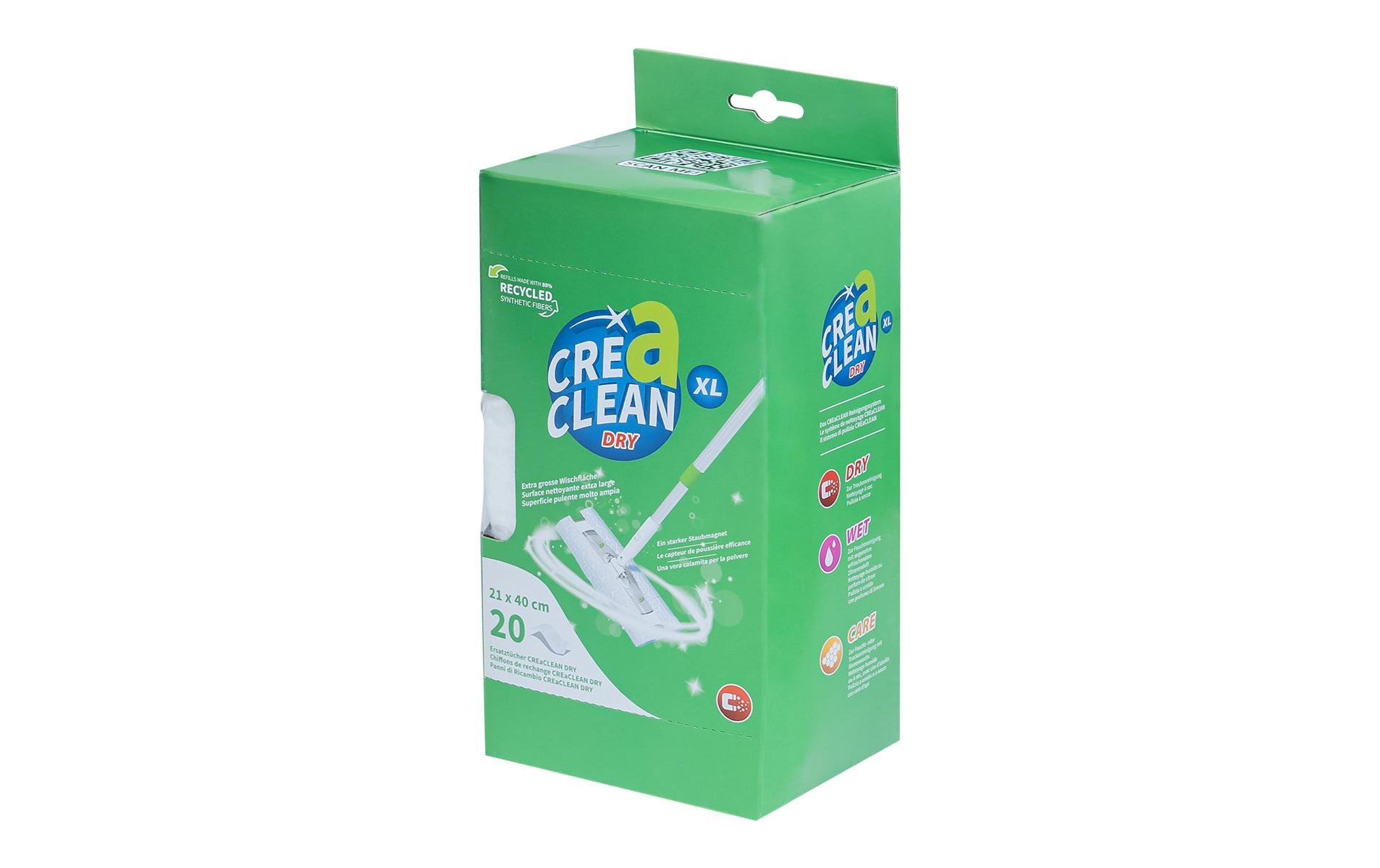CREaCLEAN Ersatztücher Dry XL – Polyester – 40 × 21 cm – Weiss – 20 Stk.