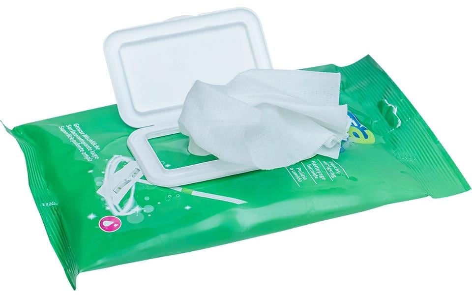 CREaCLEAN Einmal-Wischtuch WET XL – 40 × 21 cm, Polyester, Weiss – 20 Stk.