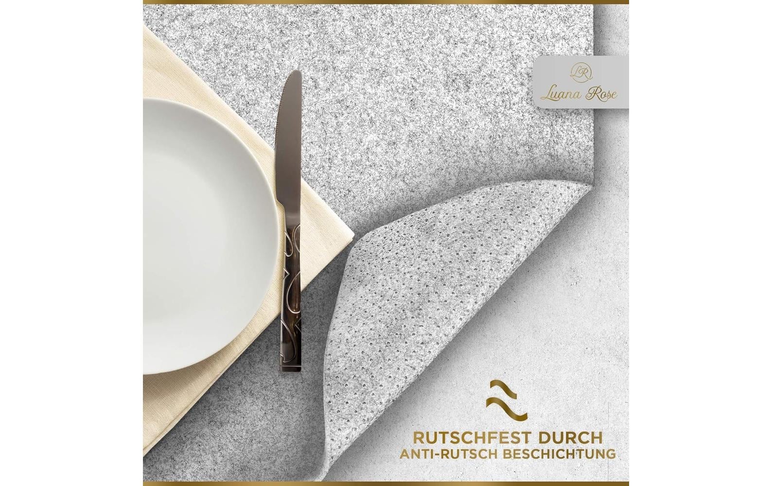 Luana Rose Tischset – Filz, Rosenmotiv, 44 × 32 cm – 12er-Set