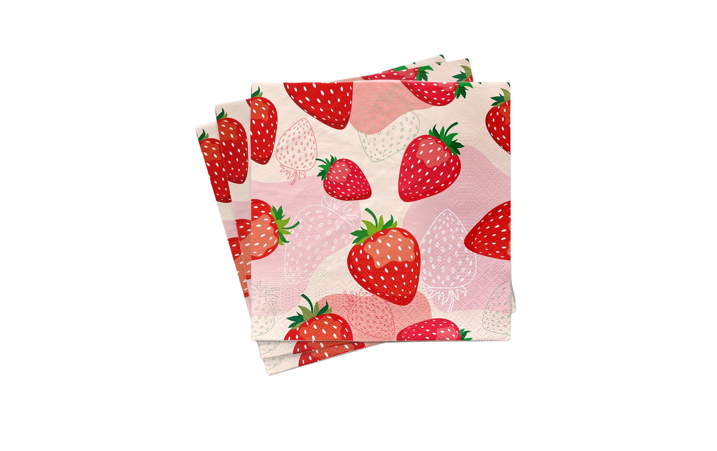 Chic-mic Chic Mic Servietten Erdbeere – 33 × 33 cm, Bambuspapier, 3-lagig