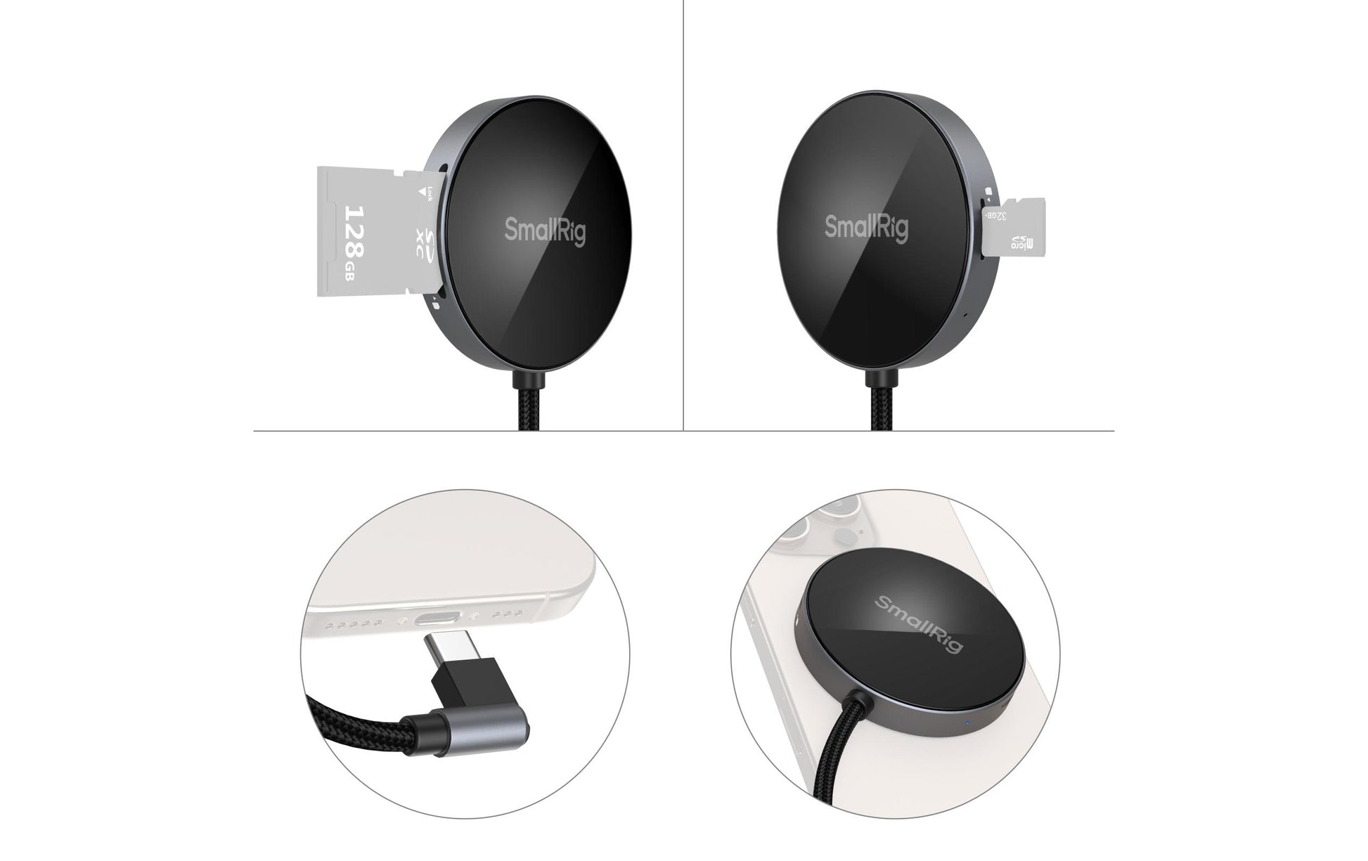 SmallRig 4869 Kartenleser – SD/microSD (SDHC/SDXC) – USB‑C 3.2 Gen 1 – 0,312 Gbit/s