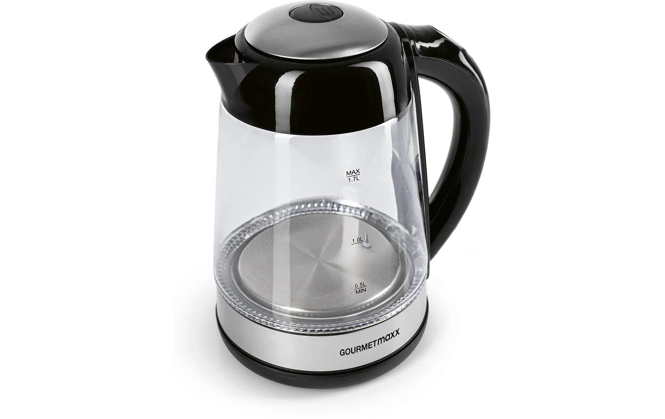 Gourmetmaxx Wasserkocher – 1,7 l, mit Temperaturwahl, Edelstahl, Schwarz