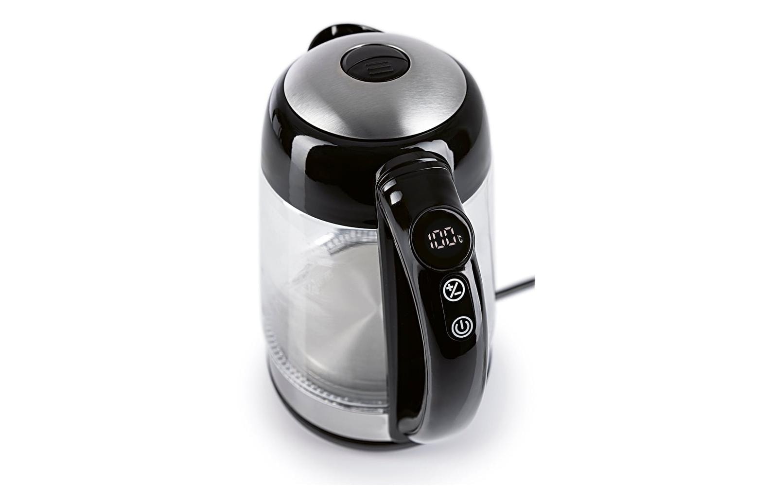 Gourmetmaxx Wasserkocher – 1,7 l, mit Temperaturwahl, Edelstahl, Schwarz