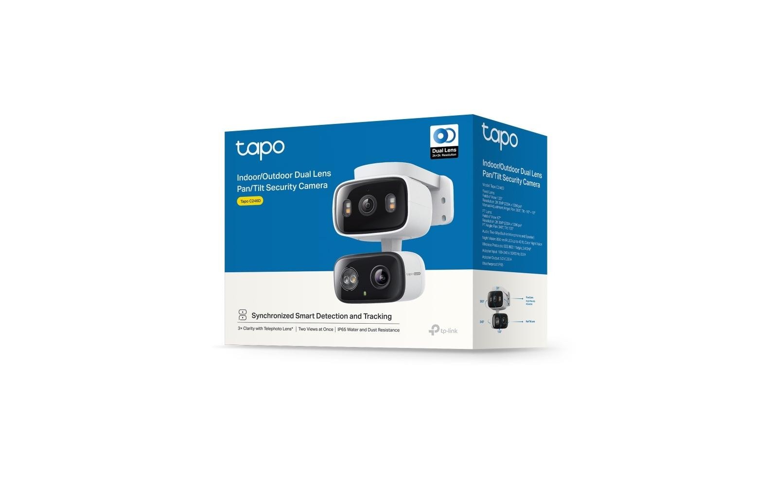TP-Link Tapo C246D Netzwerkkamera – 2K QHD (2304×1296), IP65, WLAN, für Samsung SmartThings, Weiss