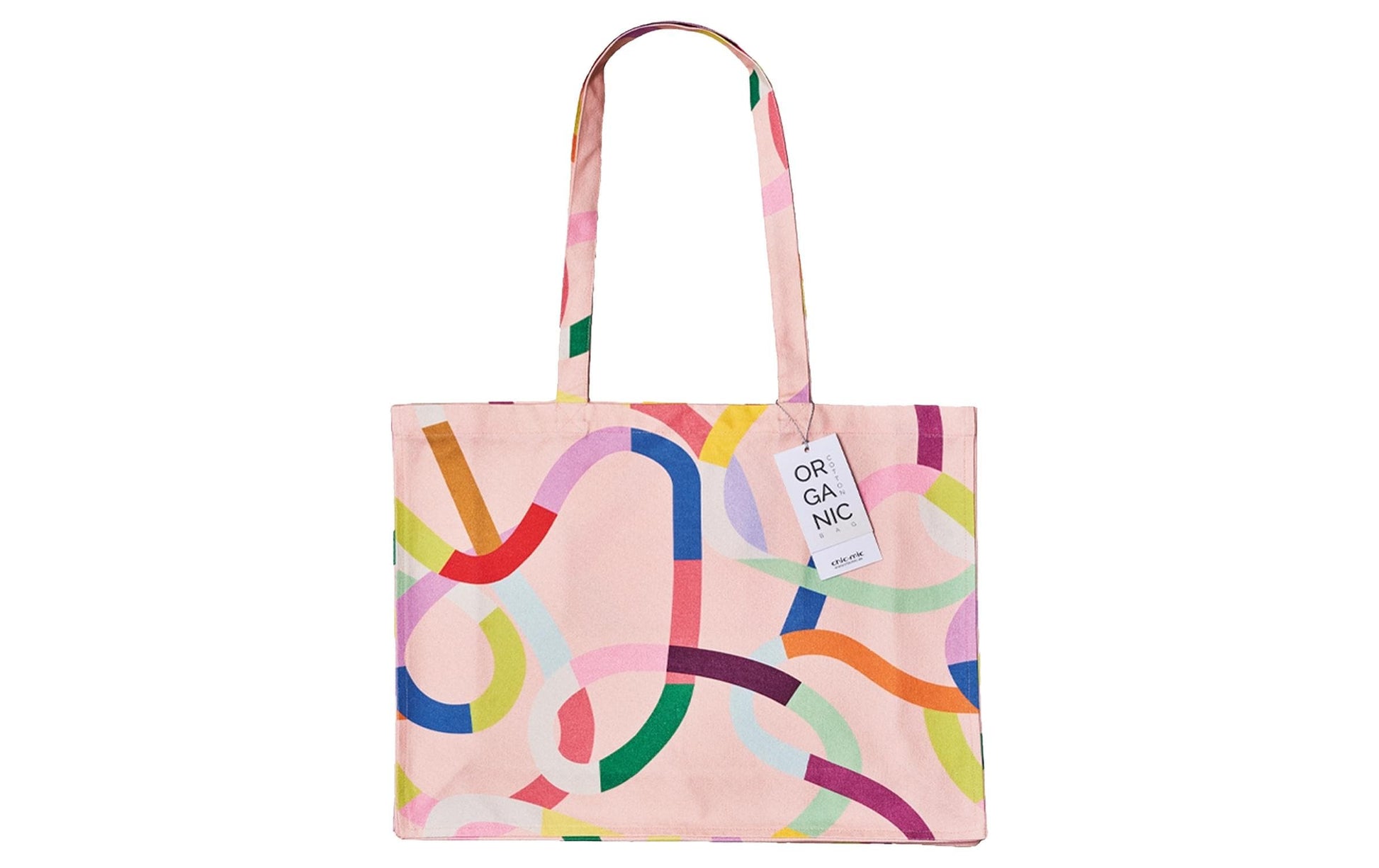 Chic-mic Stofftasche, Baumwolle, Motiv Colorful Waves, 480×420×140 mm