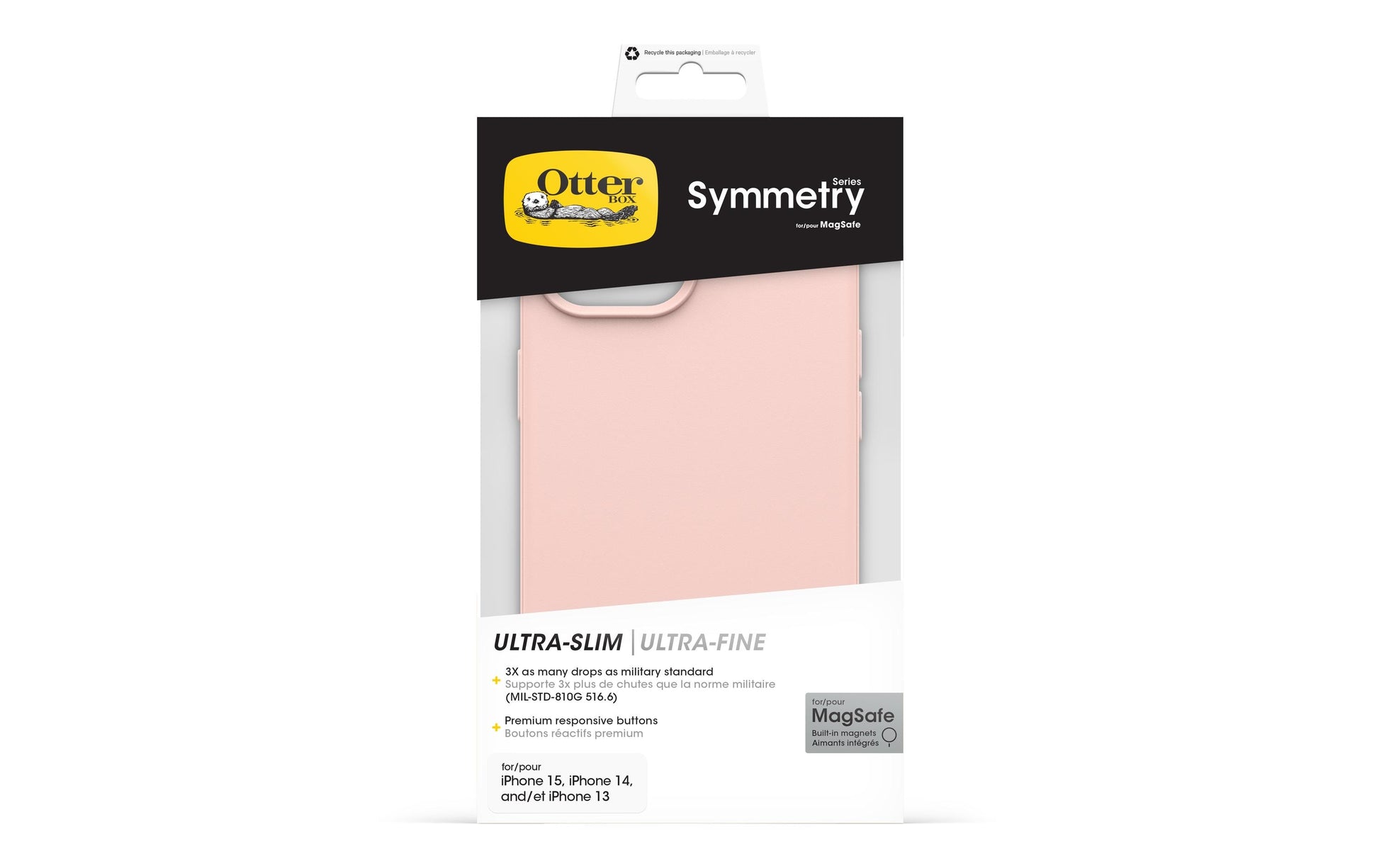 OtterBox Backcover Symmetry – für Apple iPhone 15 – pink – PC – MagSafe-kompatibel