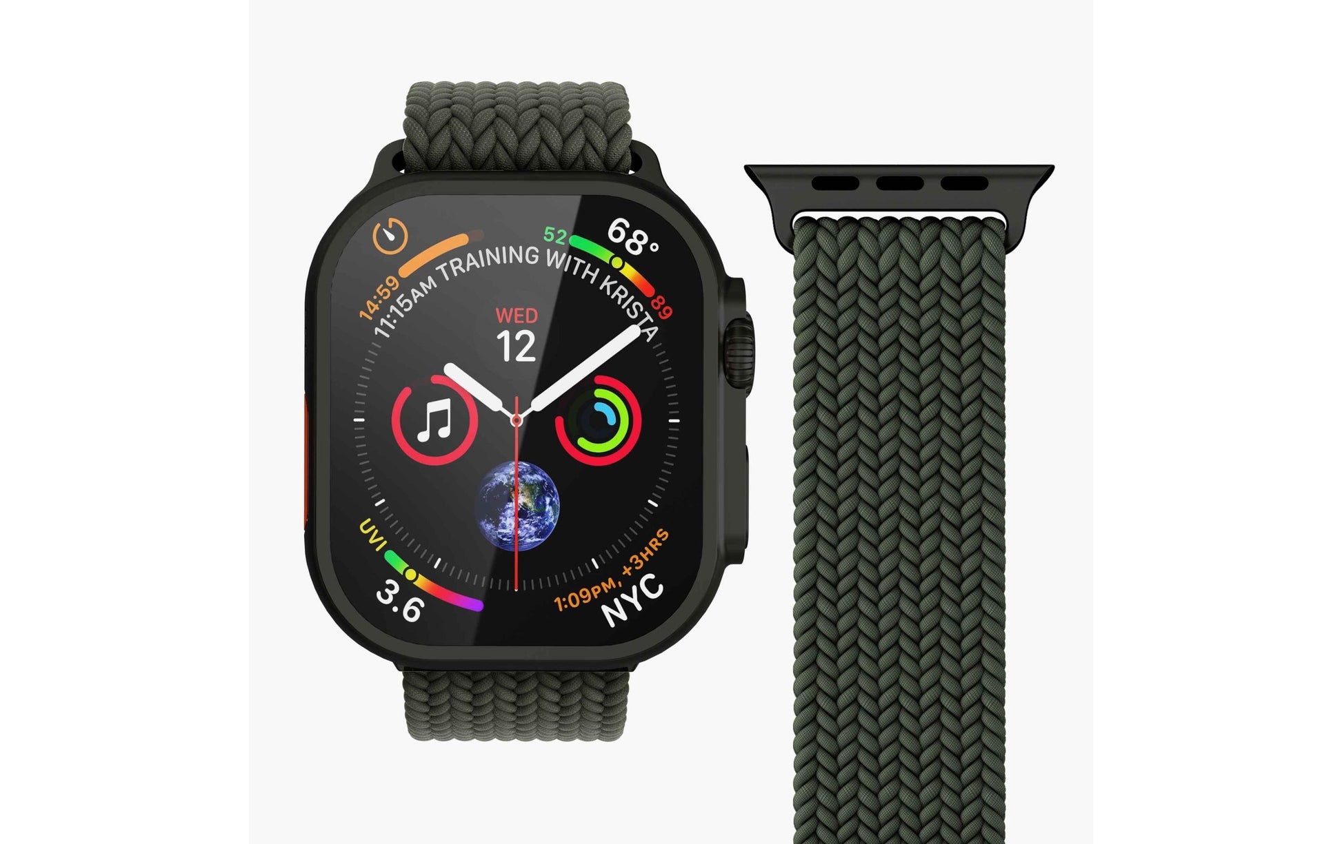 Vonmählen Woven Loop – Armband – für Apple Watch, Olive/Schwarz, One Size, Nylon