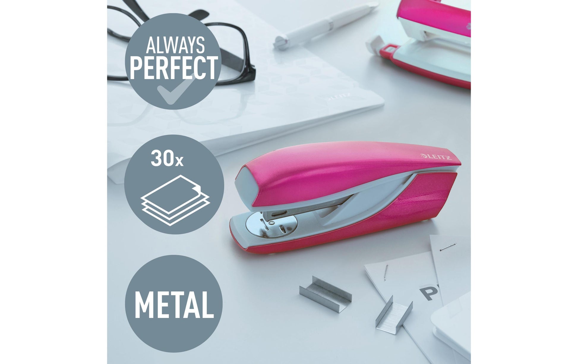 Leitz NeXXt 23.10.5502 – Hefter, metallisch, pink