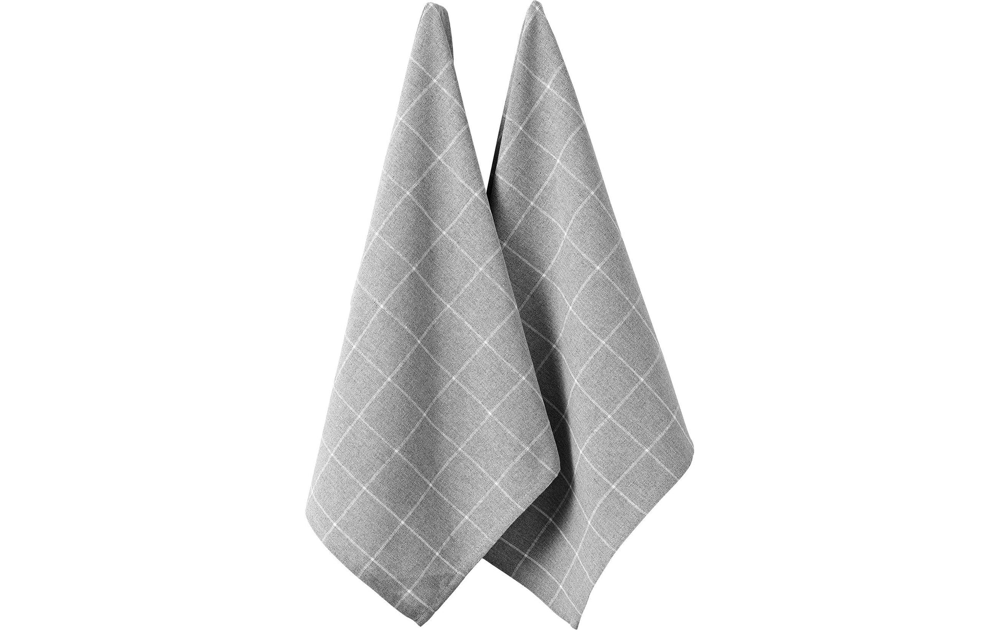 Ladelle Küchentuch Eco Check – Grau – 45 × 70 cm – Recycelte Baumwolle – 2er-Set