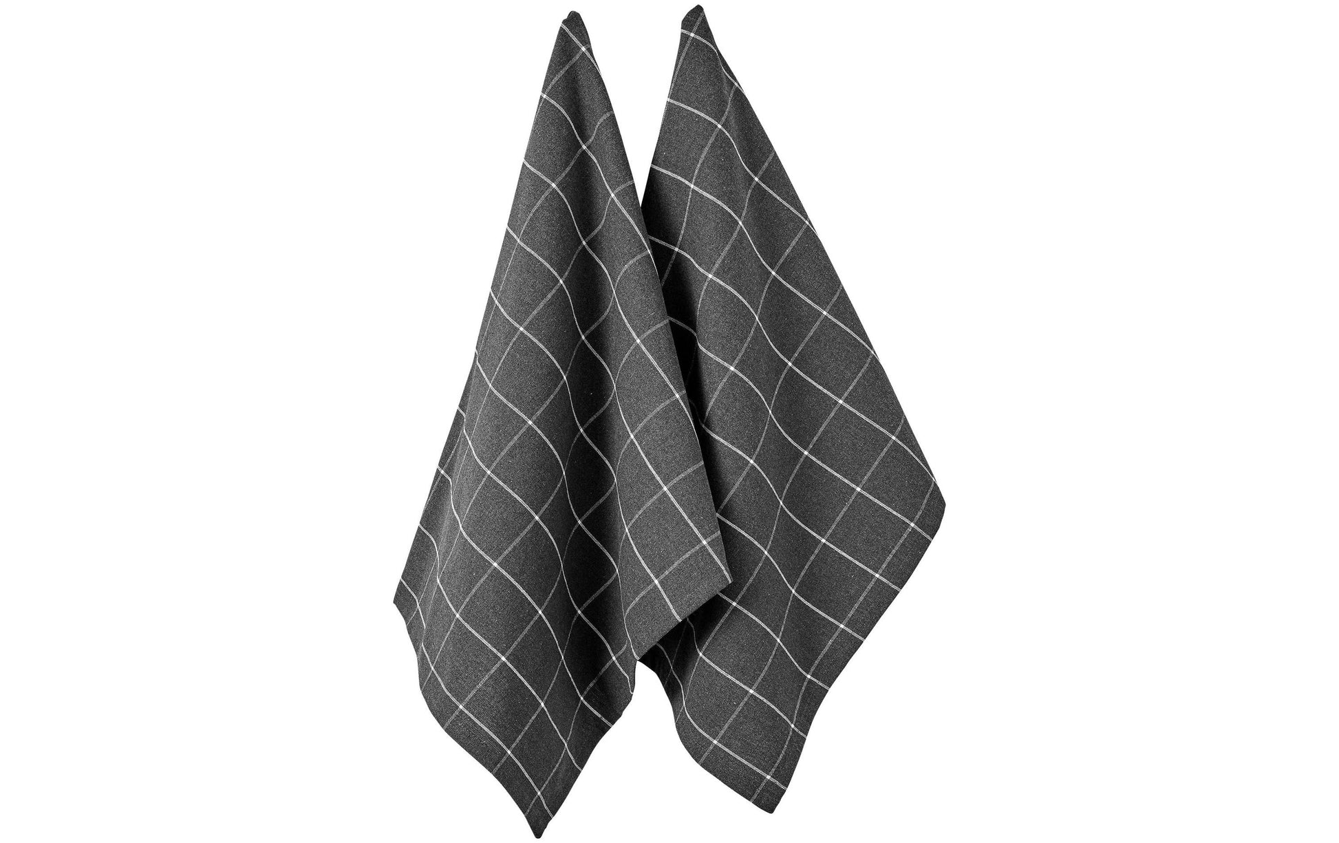 Ladelle Küchentuch Eco Check – Anthrazit, 45 × 70 cm, Recycelte Baumwolle, 2er-Set