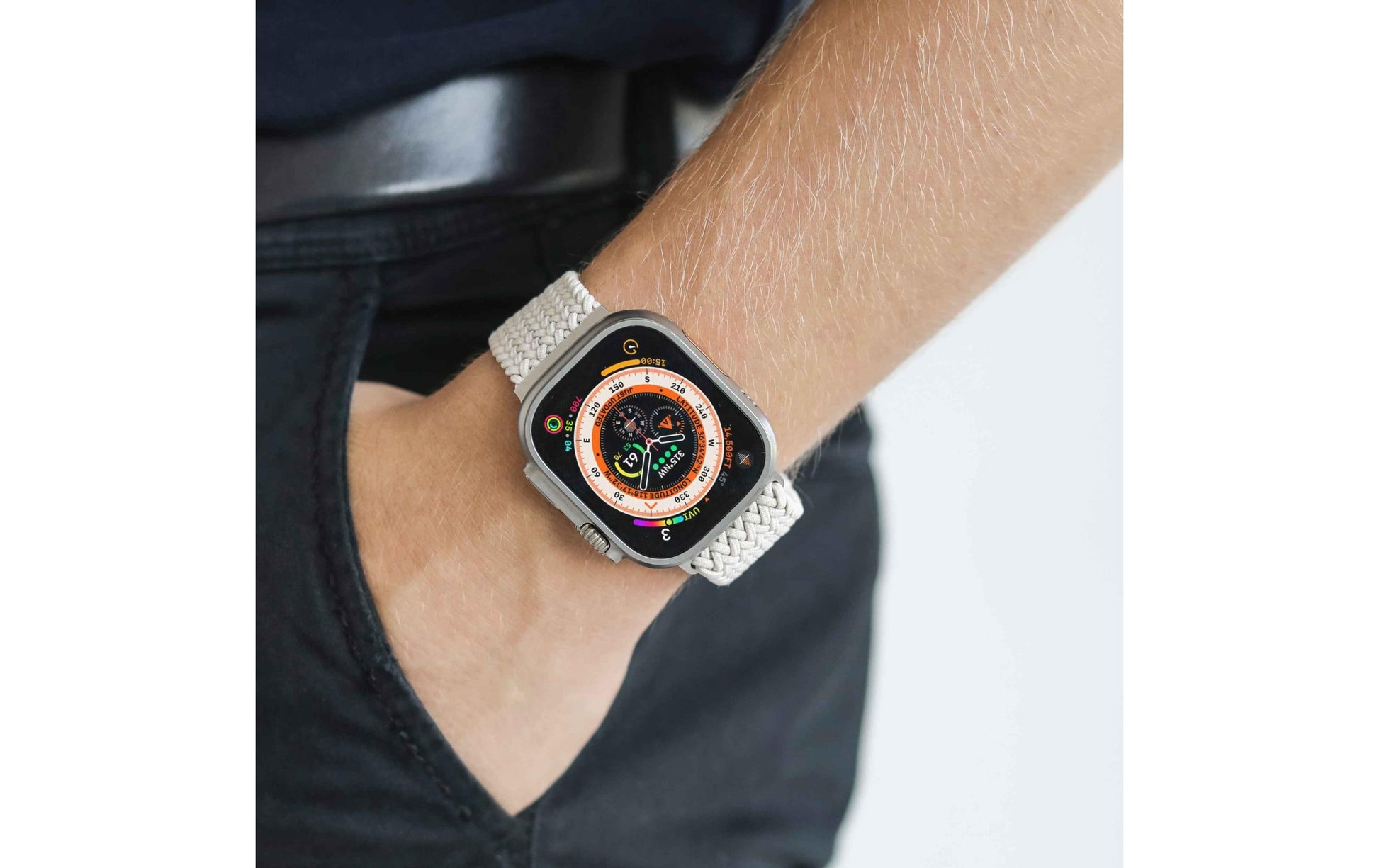 Vonmählen Woven Loop – Armband – für Apple Watch, Creme/Schwarz, One Size, Nylon