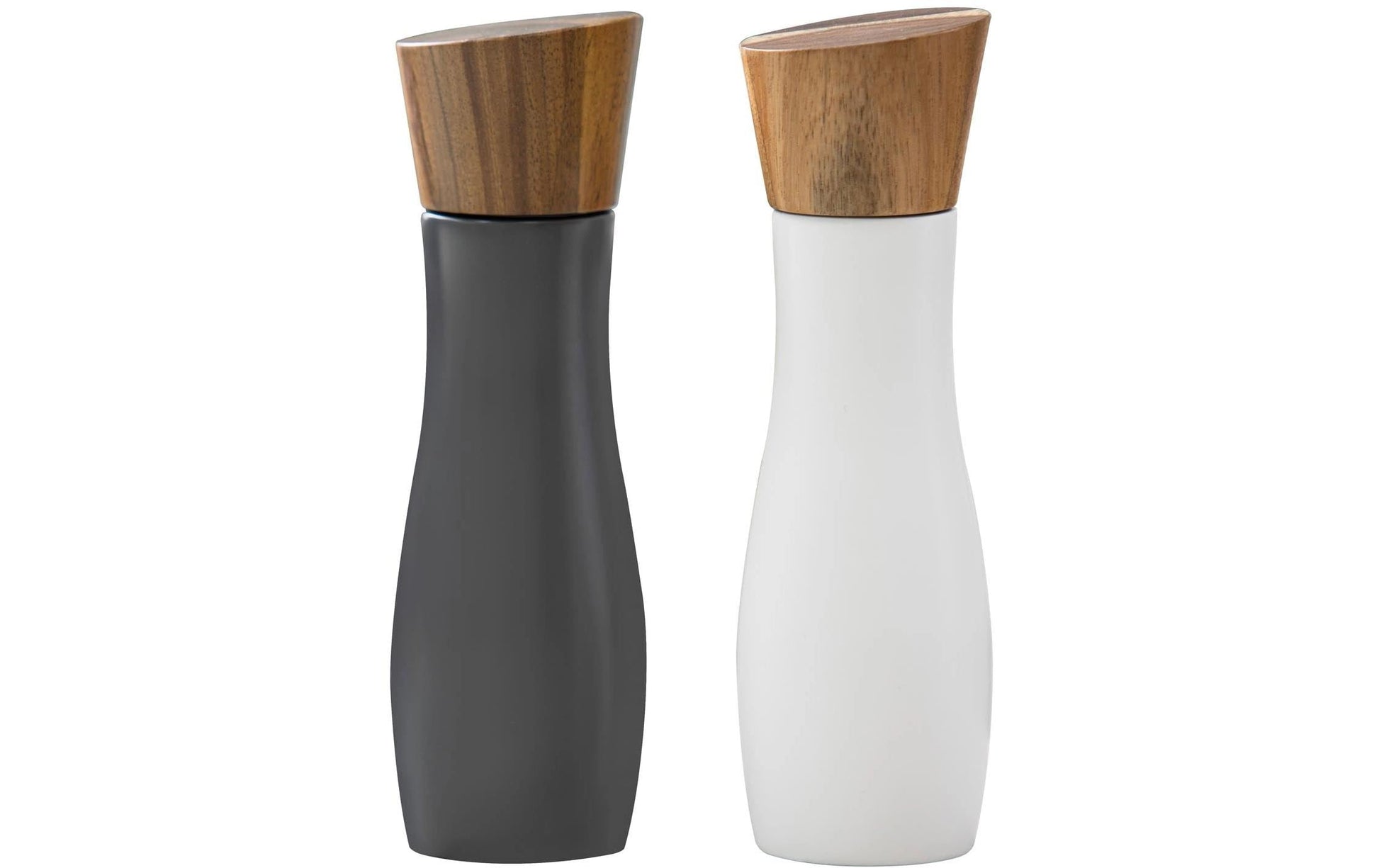 Ladelle Salz- und Pfeffermühle Ø 6 × 19,5 cm, Keramik/Holz (Akazie), Weiss/Anthrazit