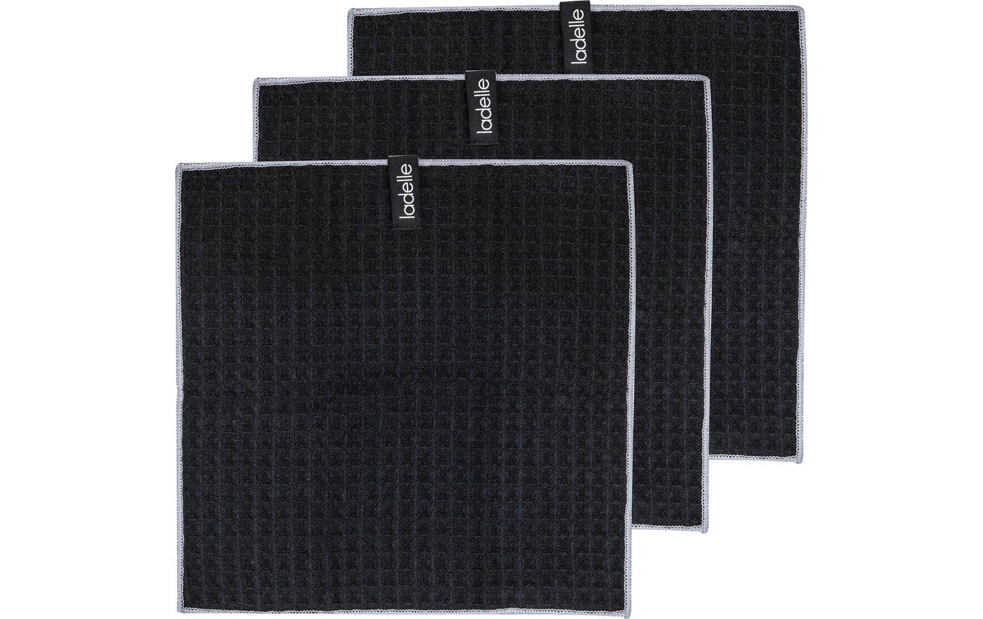 Ladelle Mega Waffle Abwaschlappen – schwarz – 30 × 30 cm – Polyamid, Polyester – 3er-Set