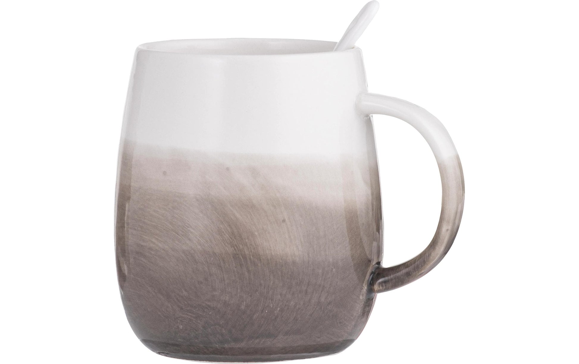 Ladelle Kaffeetasse – 380 ml, Porzellan, Weiss, mit Löffel