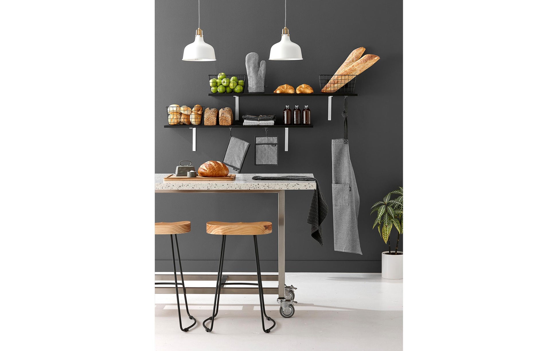 Ladelle Ofenhandschuhe 18 × 33 cm, Baumwolle/Polyester, Anthrazit, 2 Stk.