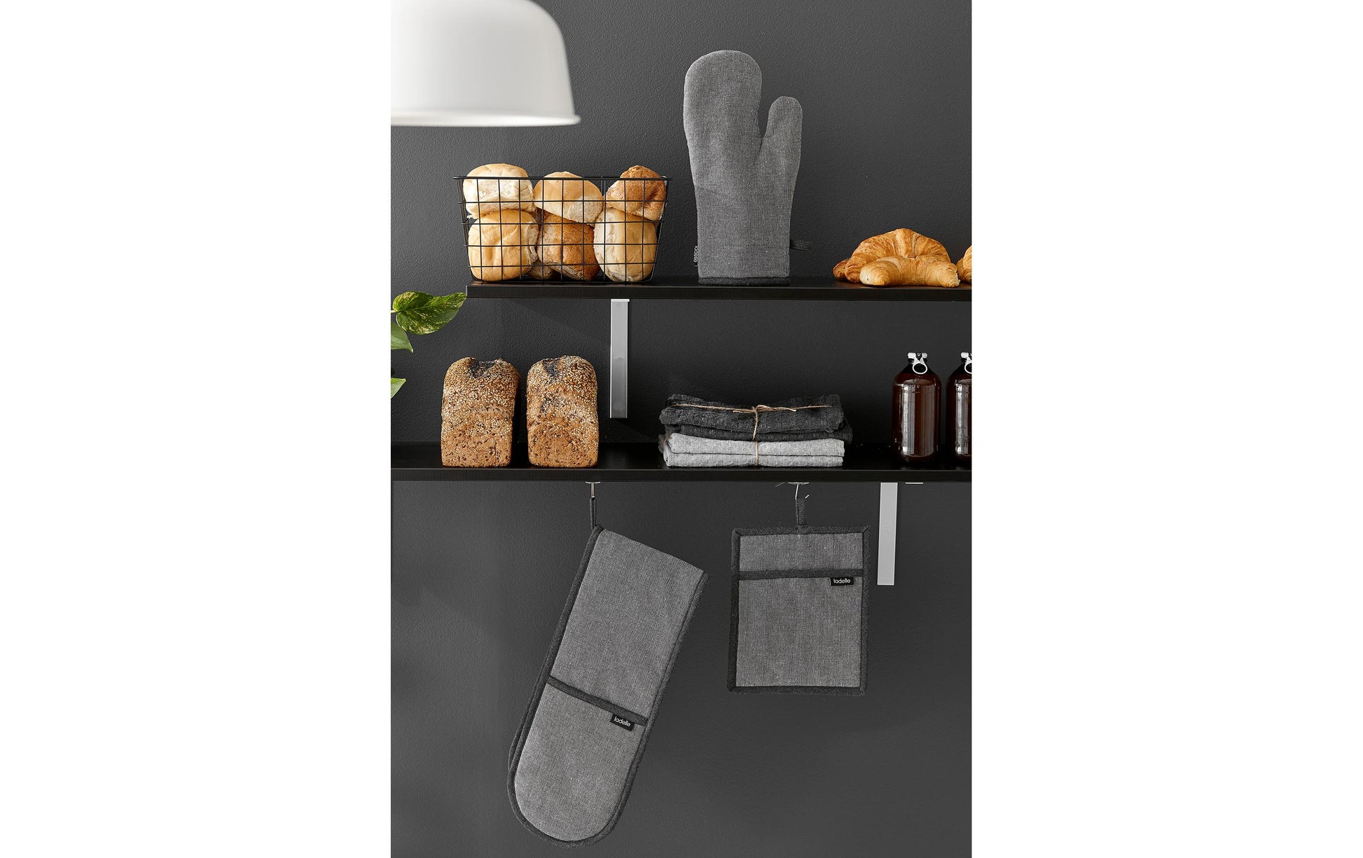 Ladelle Ofenhandschuhe 18 × 33 cm, Baumwolle/Polyester, Anthrazit, 2 Stk.