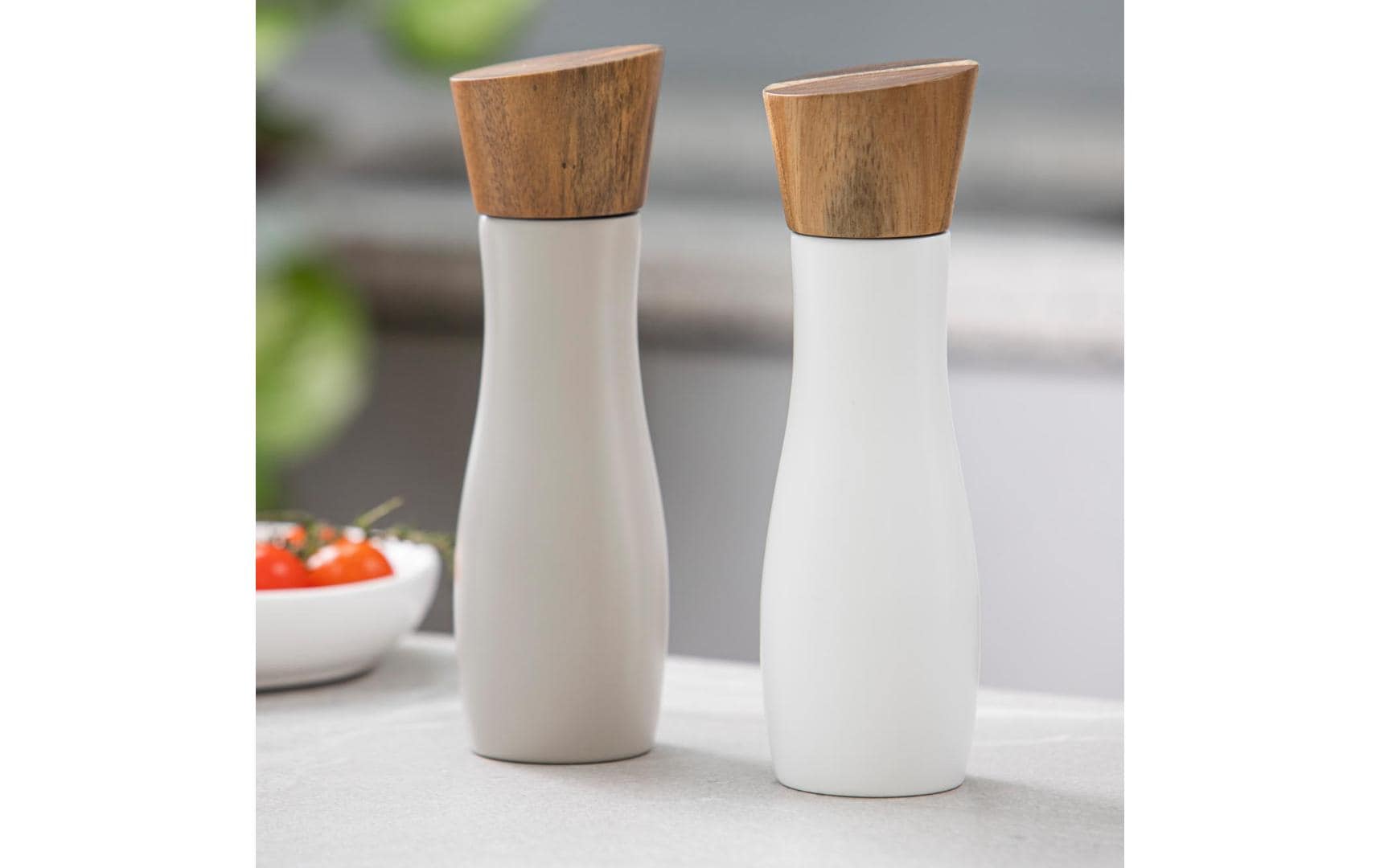 Ladelle Salz- und Pfeffermühle Ø 6 × 19,5 cm, Porzellan/Metall, Grau, 2-teilig