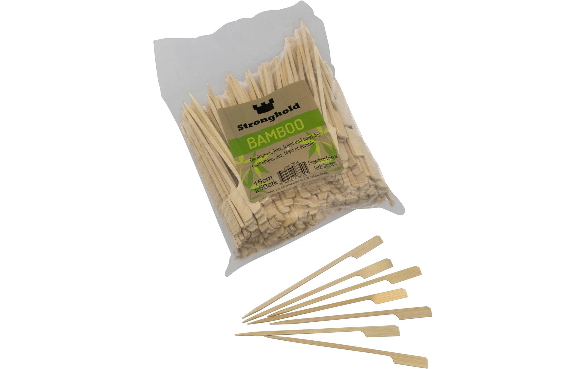 Stronghold Bambus-Spiesse – nature – 15 cm – Bambus – mit Griff