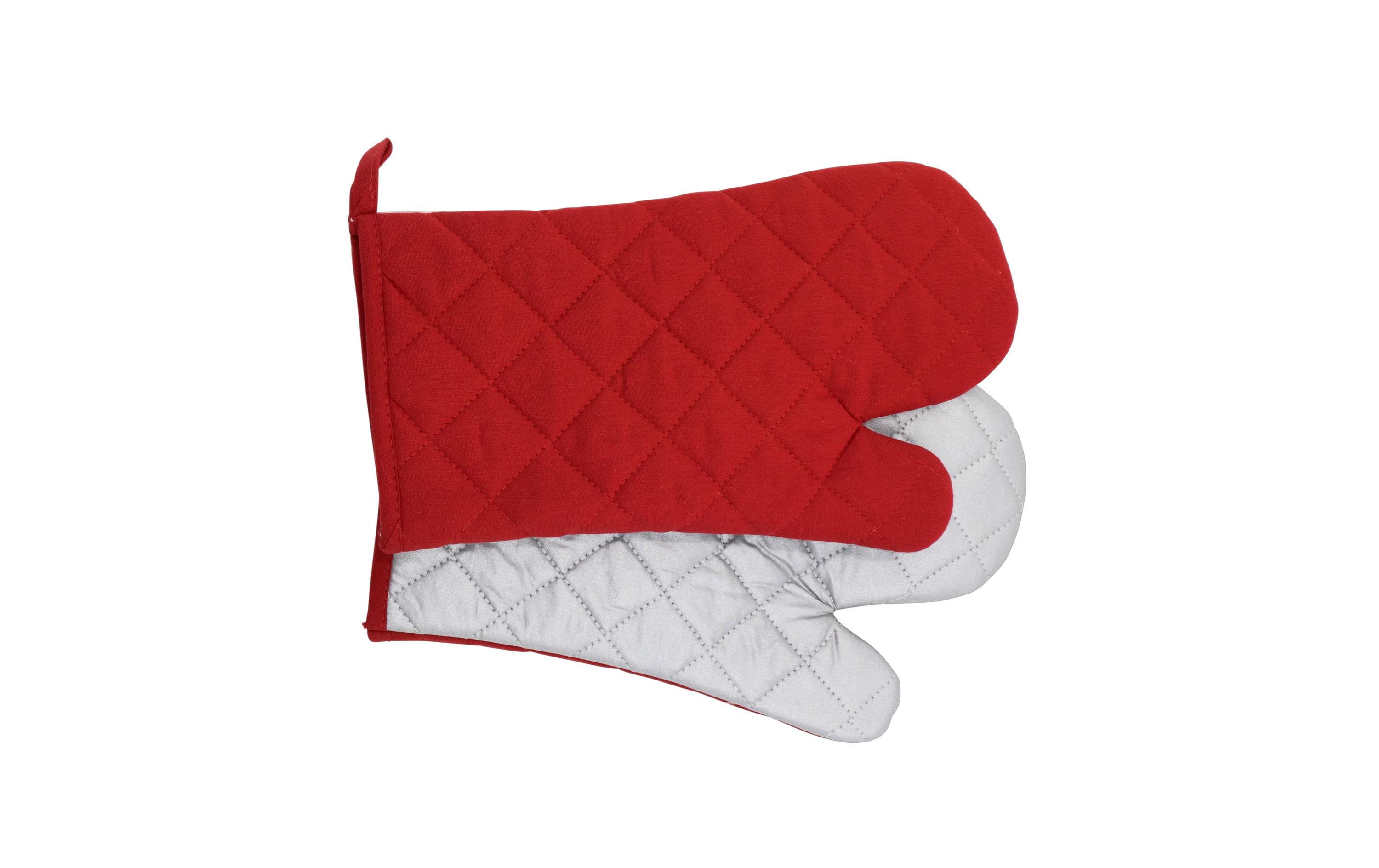Stronghold Ofenhandschuhe 33 cm, 1 Paar, Baumwolle, Rot/Silber
