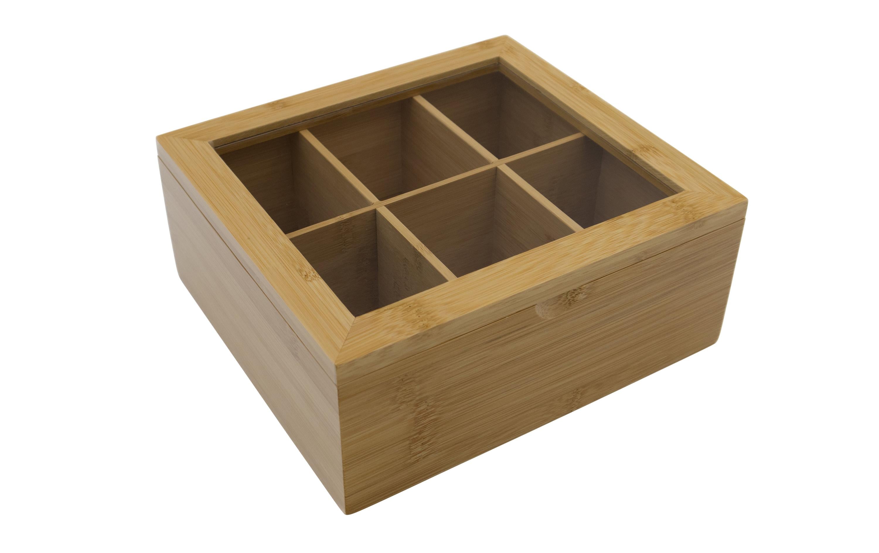 Stronghold Teebeutelbox Bambus, 6 Fächer, 20 × 22 × 9 cm, Braun