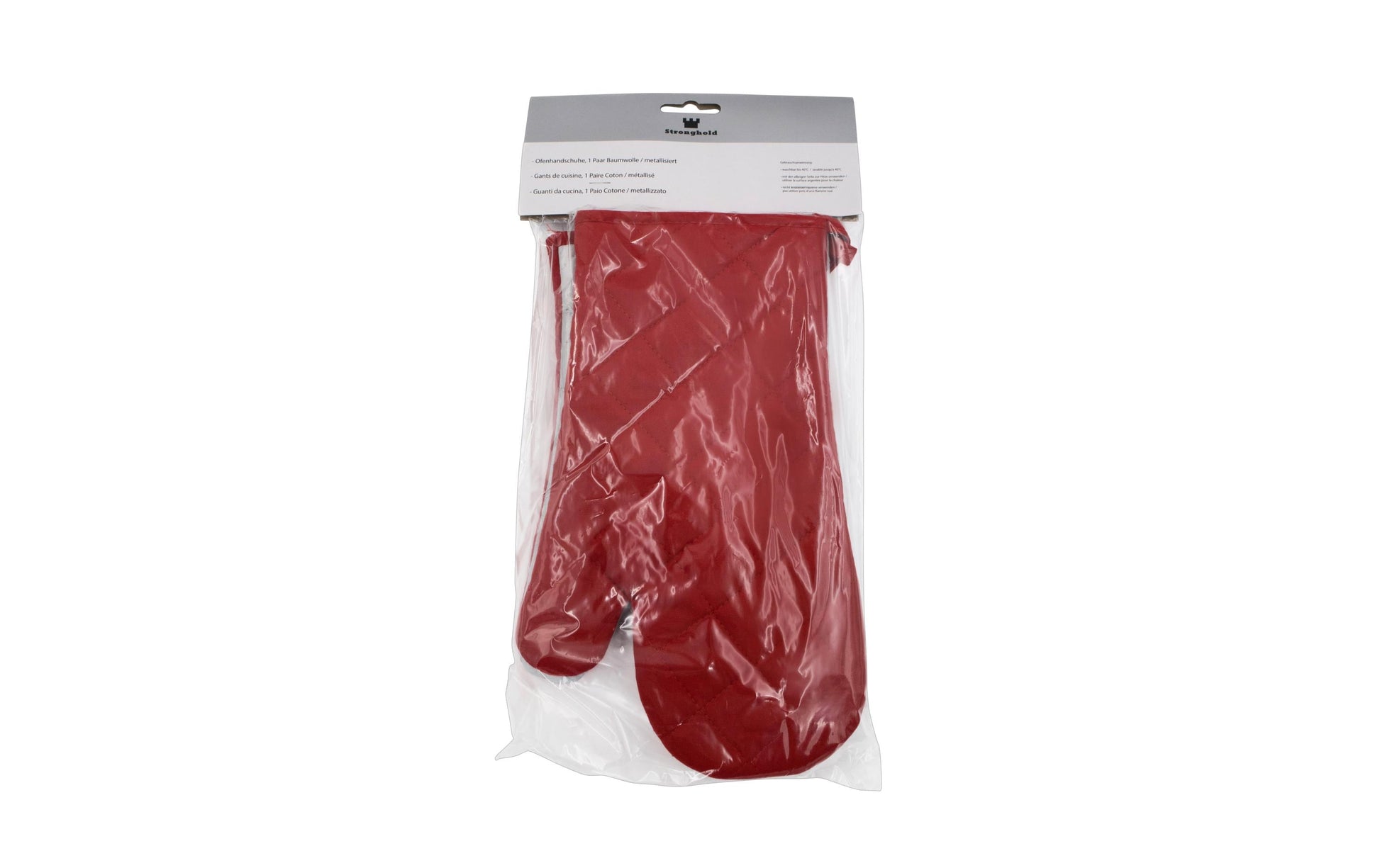 Stronghold Ofenhandschuhe 33 cm, 1 Paar, Baumwolle, Rot/Silber