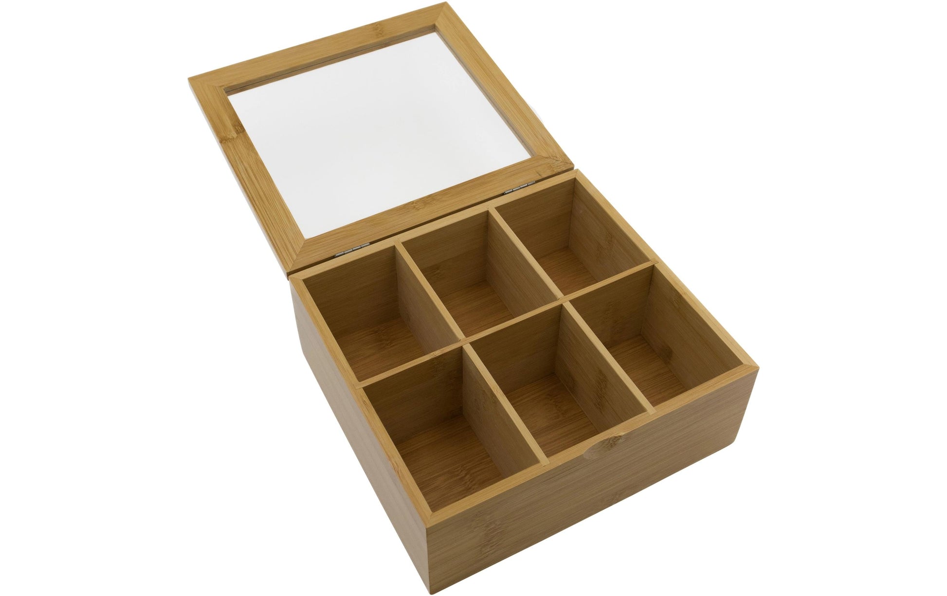 Stronghold Teebeutelbox Bambus, 6 Fächer, 20 × 22 × 9 cm, Braun