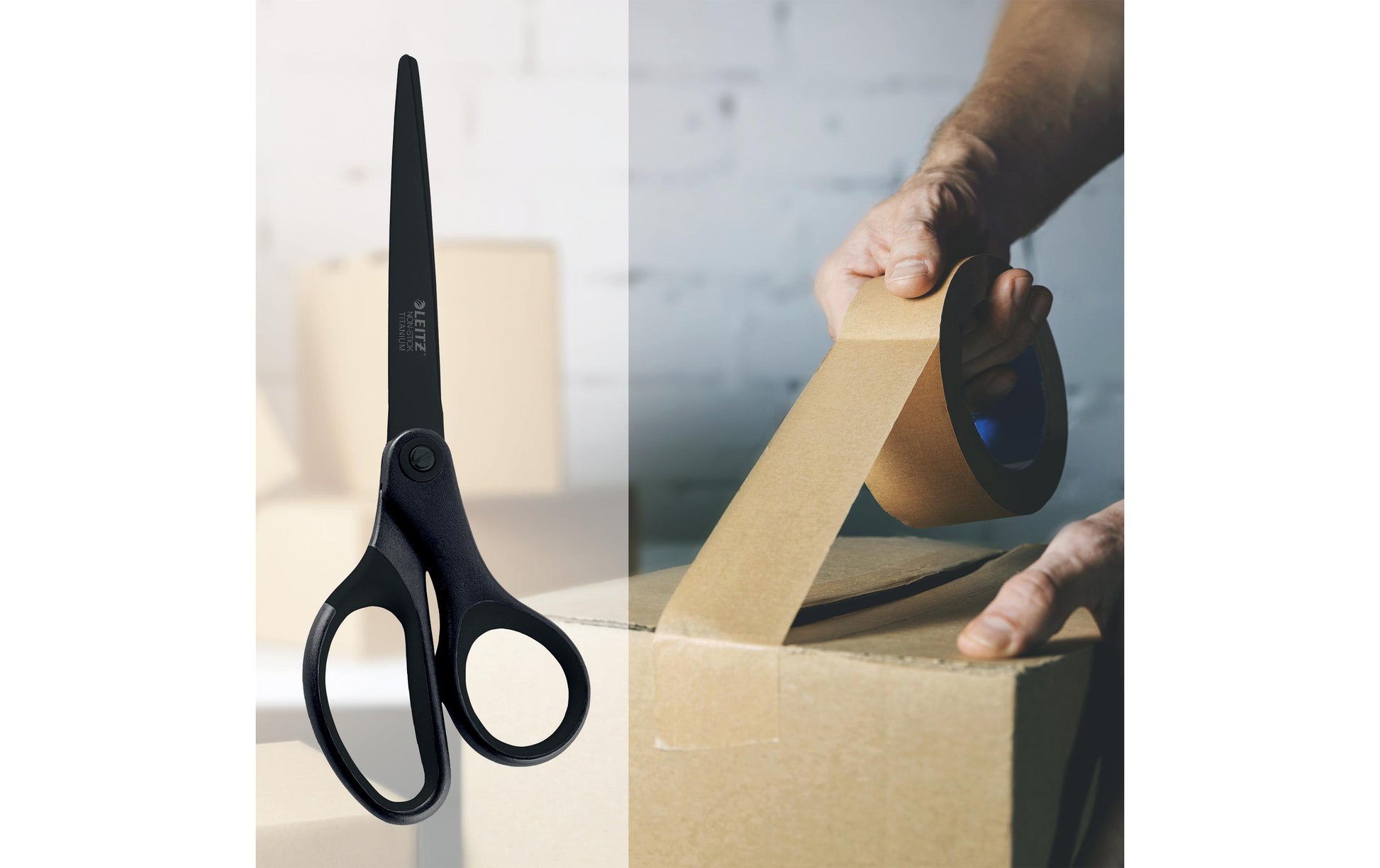 Leitz Universalschere – titanbeschichtet, für Rechts- und Linkshänder, abgerundete Spitzen, Kunststoff, schwarz