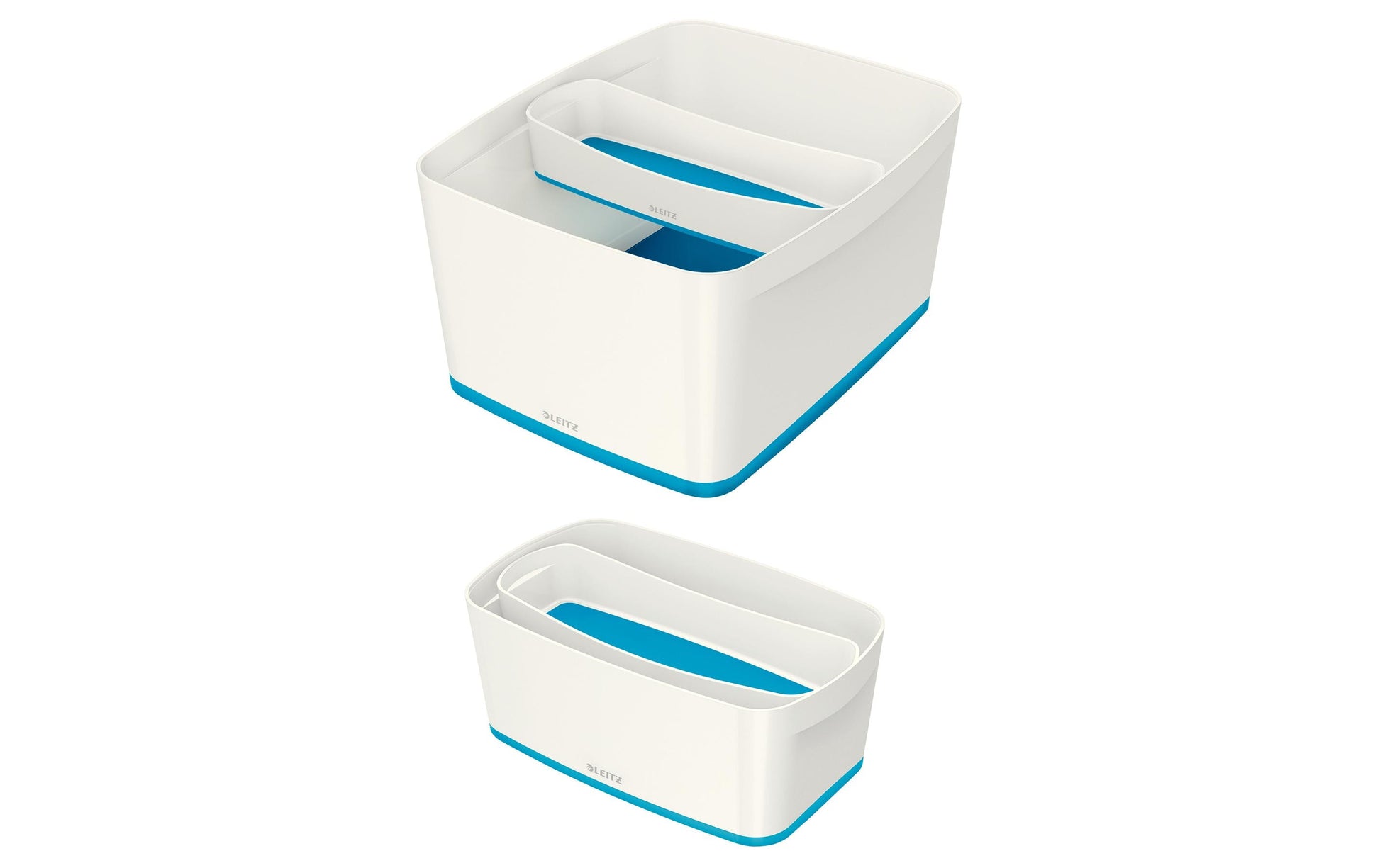 Leitz MyBox Aufbewahrungsschale – Kunststoff, weiss/metallblau, 30,7 × 5,5 × 10,5 cm