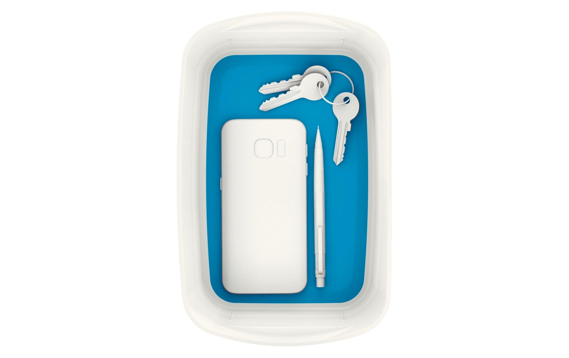 Leitz Aufbewahrungsschale – ABS-Kunststoff, Weiss/Blau Metallic, 24,6 × 9,8 × 16 cm