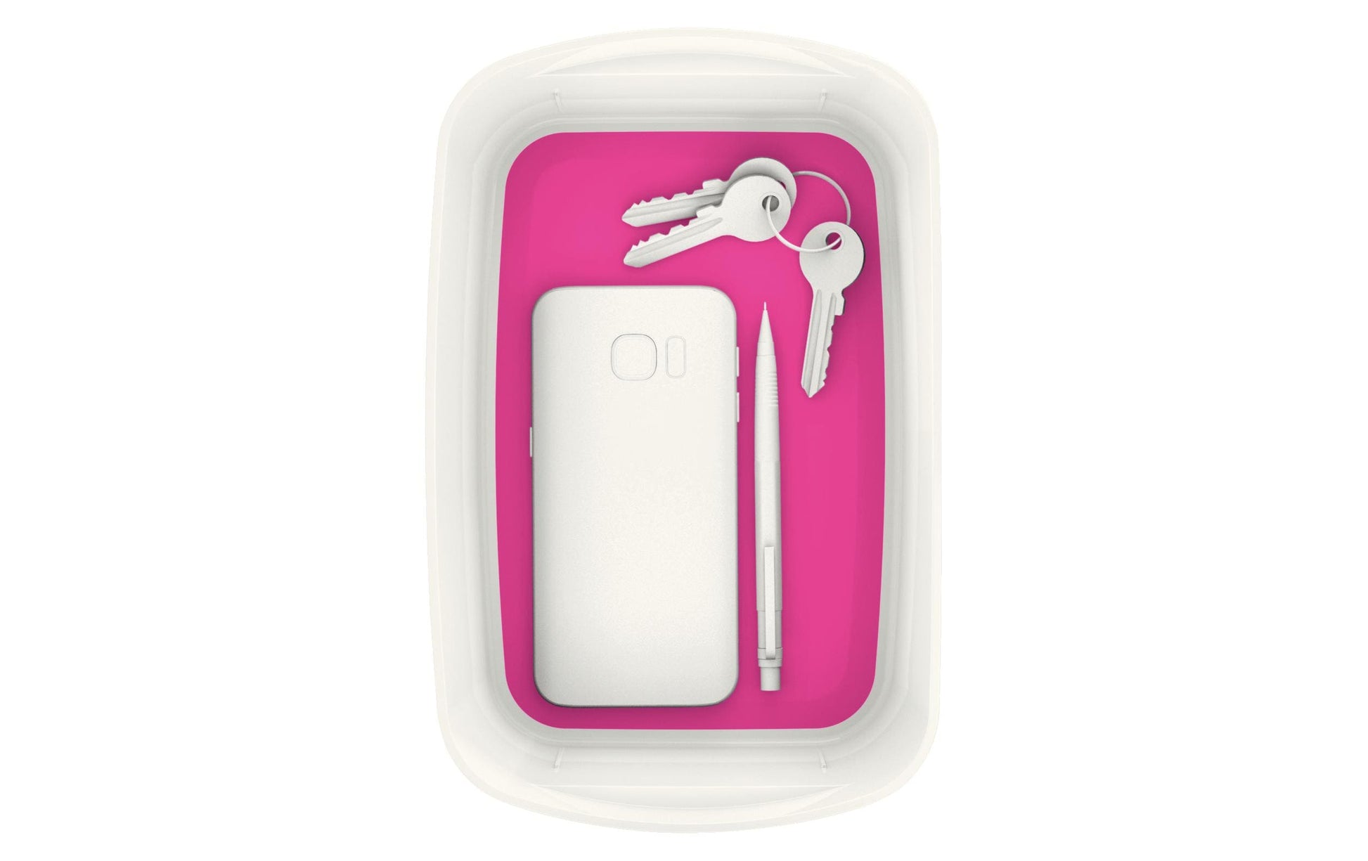 Leitz Aufbewahrungsschale MyBox – ABS-Kunststoff, weiss/pink metallic, 24,6 × 9,8 × 16 cm