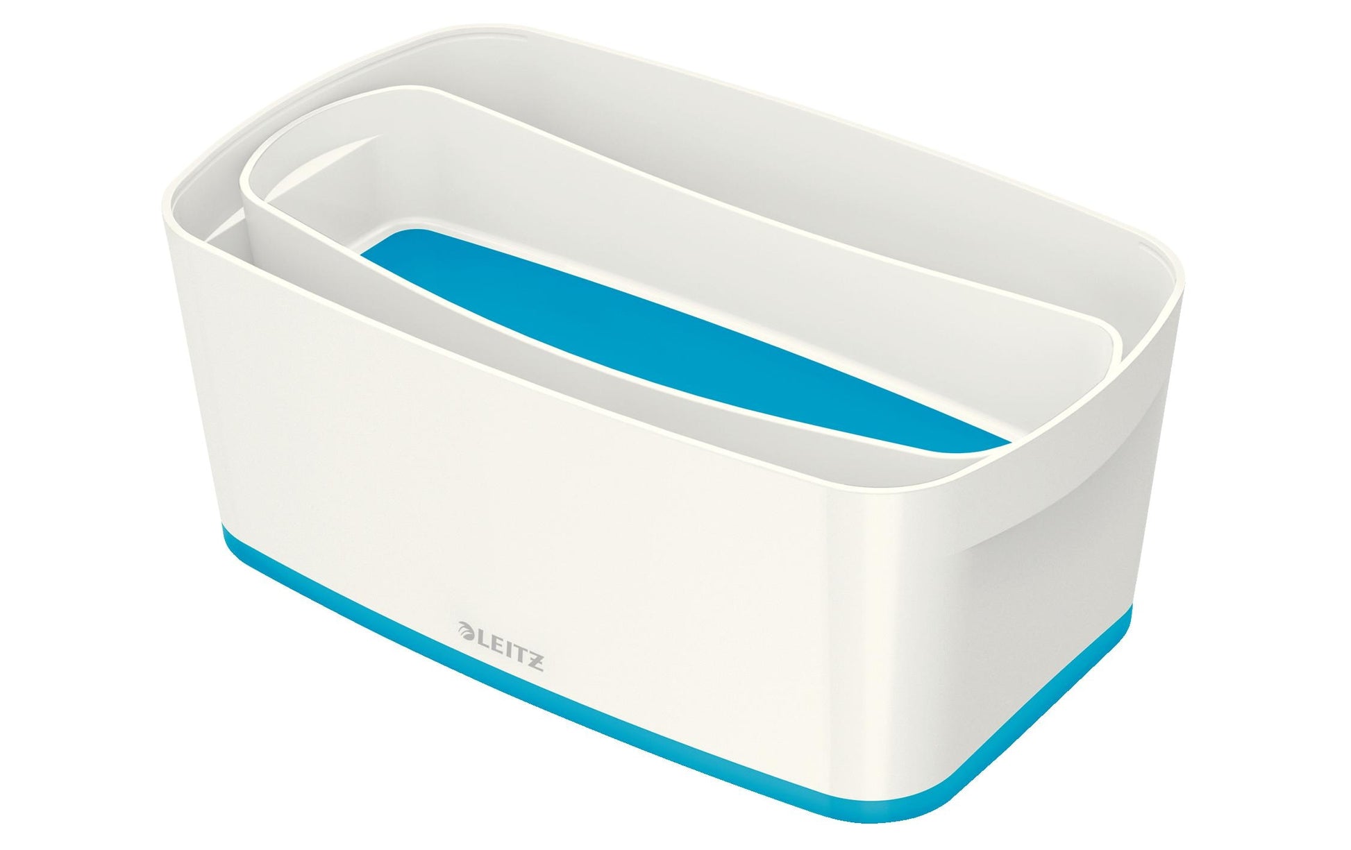 Leitz Aufbewahrungsbox MyBox – Kunststoff, weiss/blau, 31,8 × 12,8 × 19,1 cm