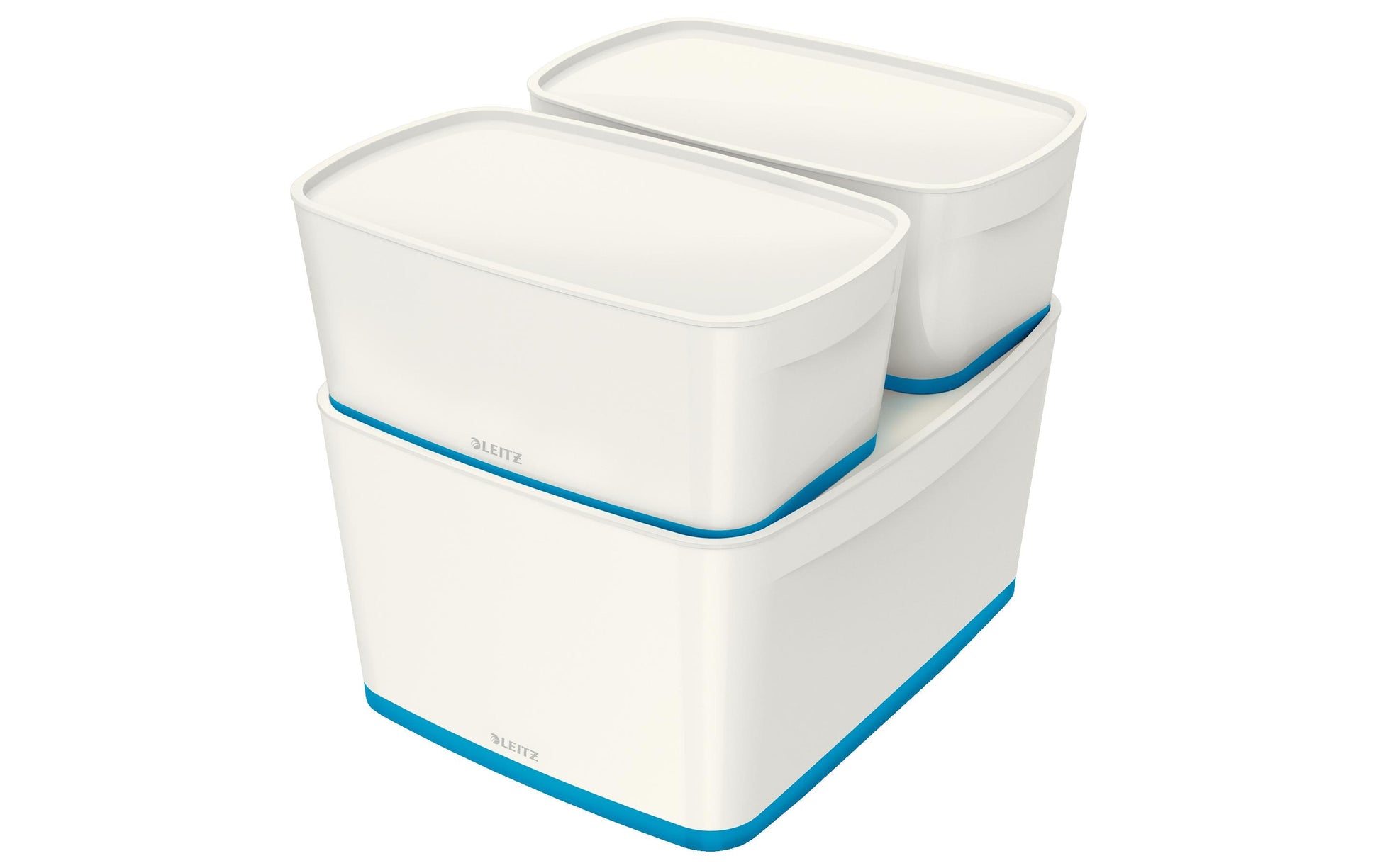 Leitz Aufbewahrungsbox MyBox – Kunststoff, weiss/blau, 31,8 × 19,8 × 38,5 cm
