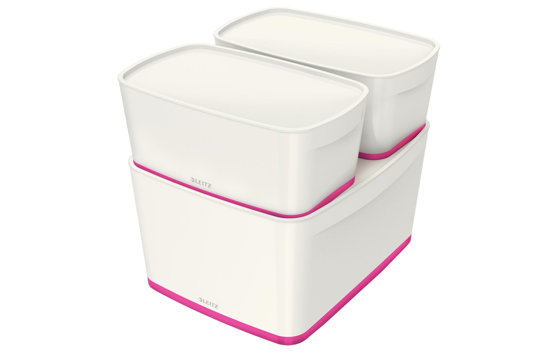 Leitz Aufbewahrungsbox – Kunststoff, weiss/pink, 31,8 × 19,8 × 38,5 cm
