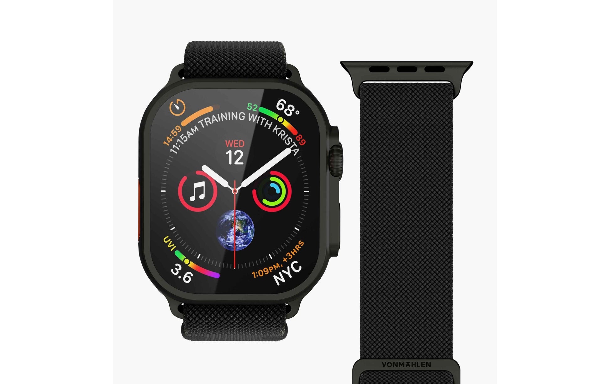 Vonmählen Classic Nylon Loop – Armband – für Apple Watch Ultra, Schwarz, One Size, Nylon