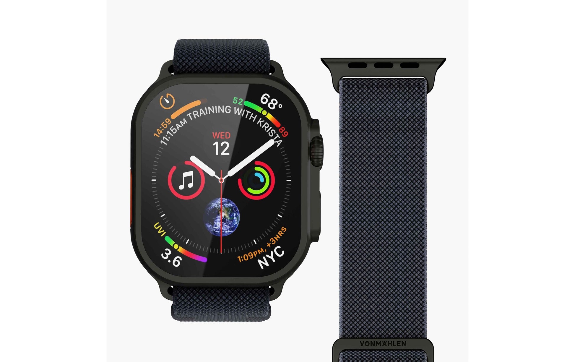 Vonmählen Classic Nylon Loop – Armband – für Apple Watch Ultra, Navy/Schwarz, One Size, Nylon