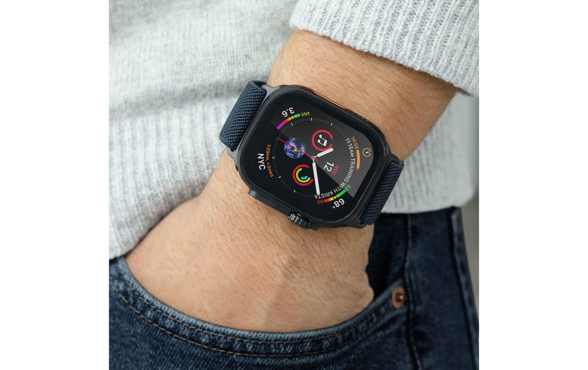 Vonmählen Classic Nylon Loop – Armband – für Apple Watch Ultra, Navy/Schwarz, One Size, Nylon