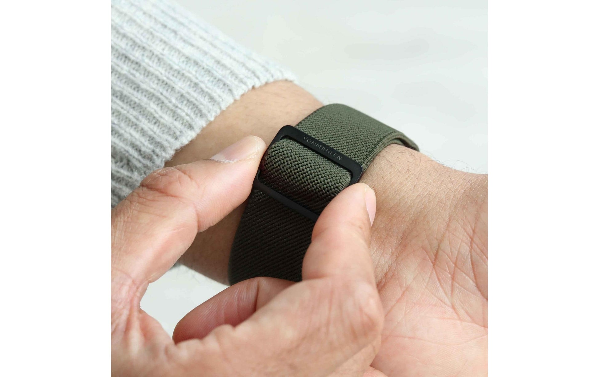 Vonmählen Classic Nylon Loop – Armband – für Apple Watch Ultra – Schwarz/Olive, One Size, Nylon