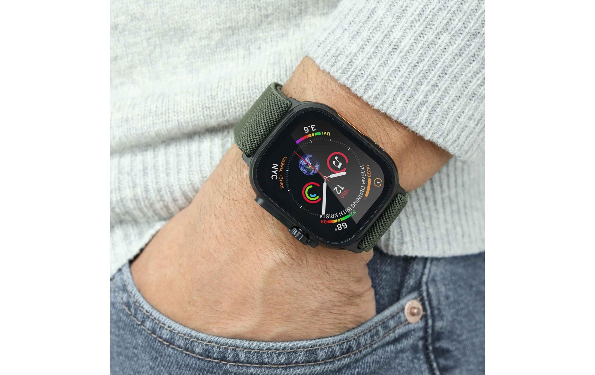 Vonmählen Classic Nylon Loop – Armband – für Apple Watch Ultra – Schwarz/Olive, One Size, Nylon