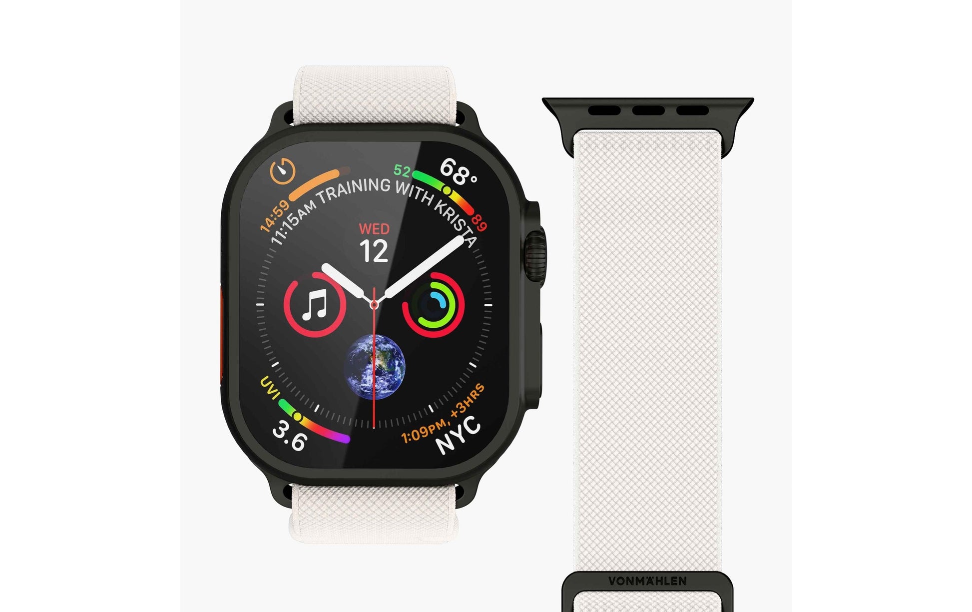 Vonmählen Classic Nylon Loop – Armband – für Apple Watch Ultra – Creme/Schwarz, One Size, Nylon