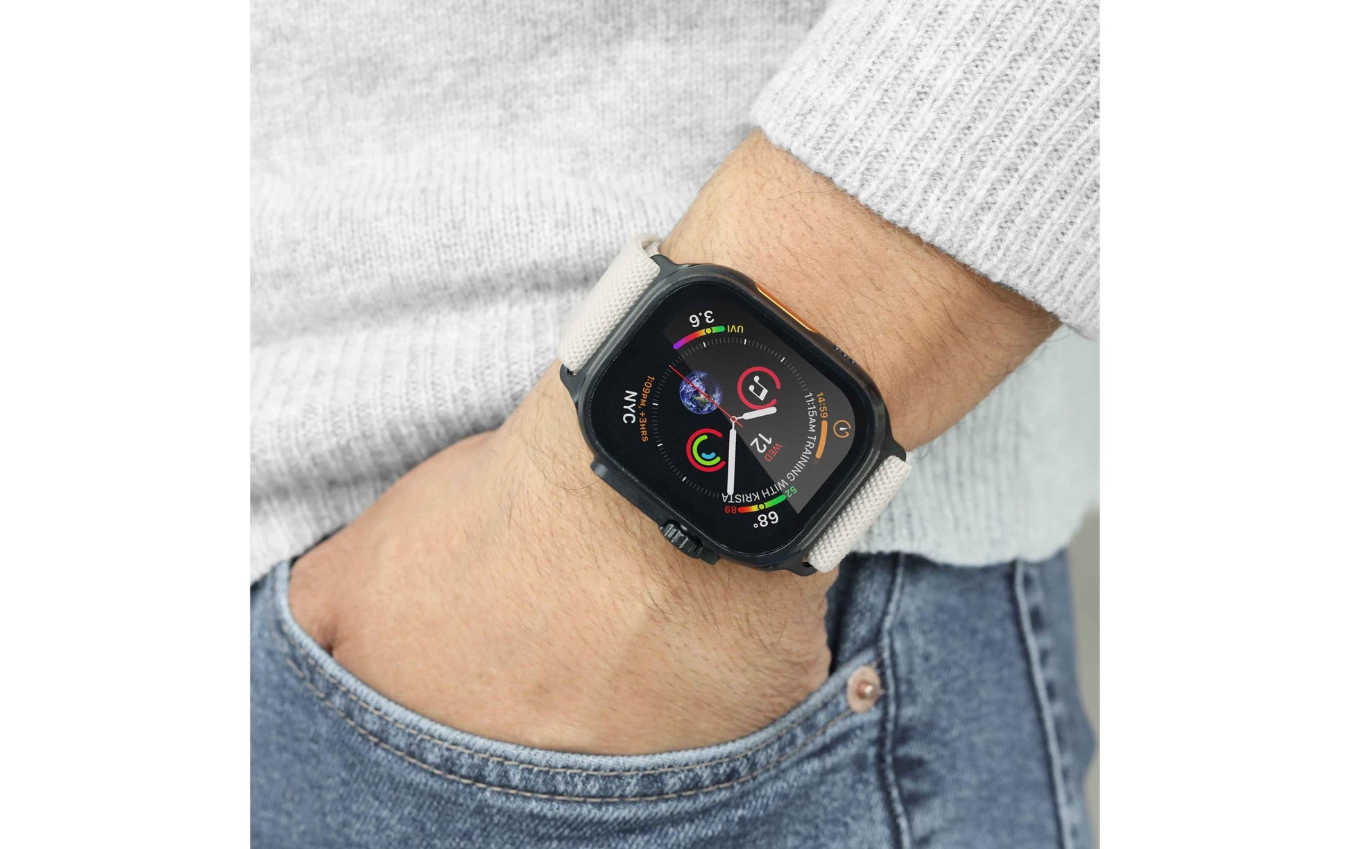 Vonmählen Classic Nylon Loop – Armband – für Apple Watch Ultra, Creme/Schwarz, One Size, Nylon