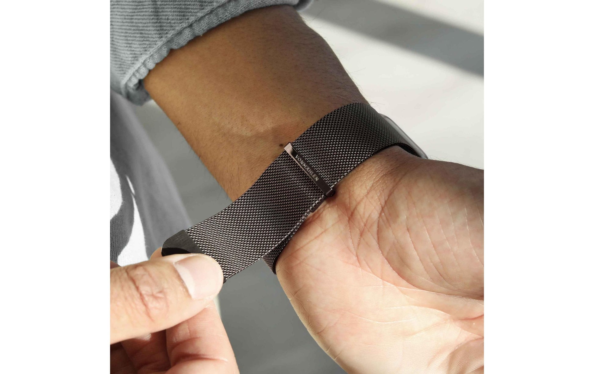 Vonmählen Milanese Loop 2 – Armband – für Apple Watch 40/41/42 mm, Granitgrau, Edelstahl