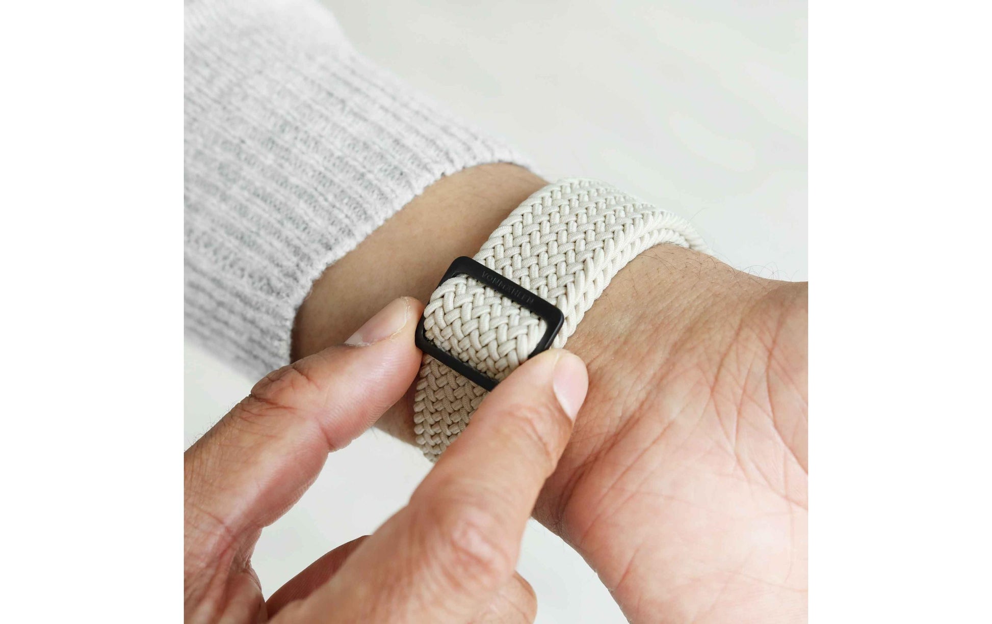 Vonmählen Woven Loop – Armband – für Apple Watch – Creme/Schwarz, One Size, Nylon