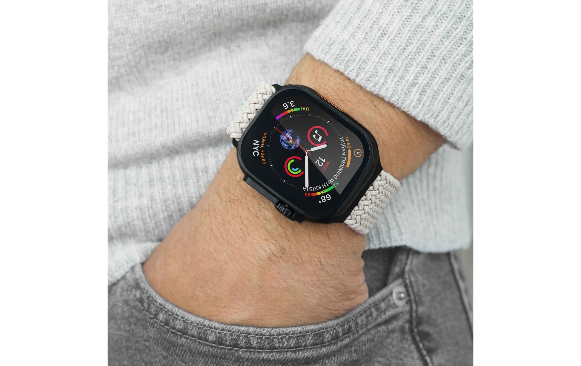 Vonmählen Woven Loop – Armband – für Apple Watch – Creme/Schwarz, One Size, Nylon