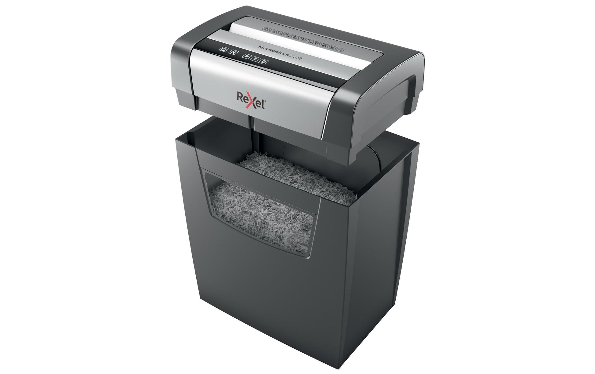 Rexel Momentum X312 – Aktenvernichter, DIN P-3, Partikelschnitt 5 × 42 mm, 12 Blatt, 23 l, A4